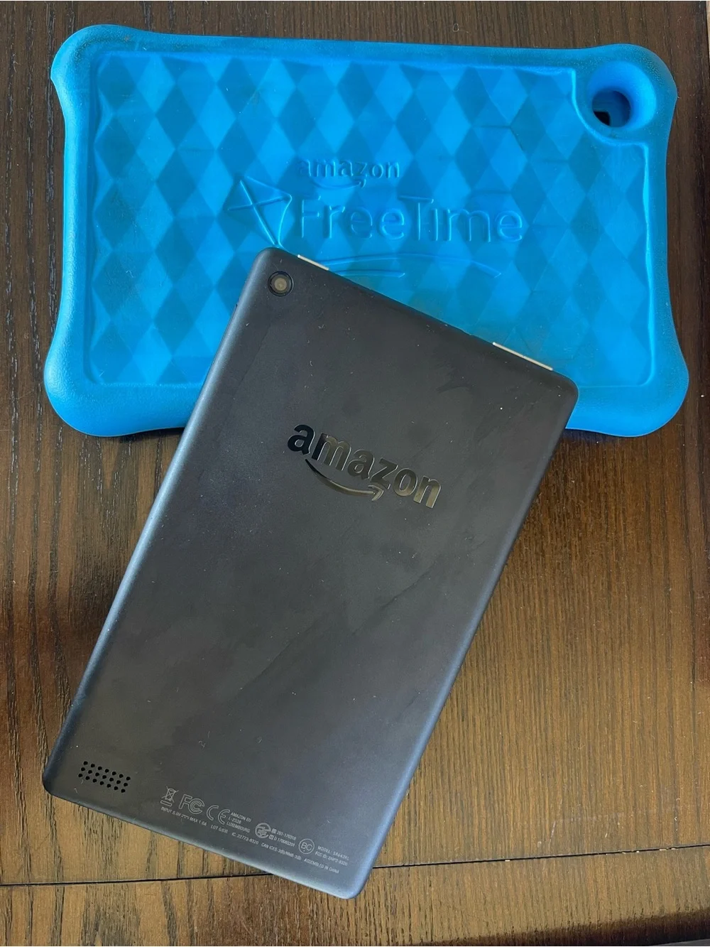 Amazon Fire Tablet with Bright Blue Protective Case